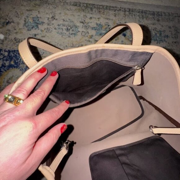 Coach Metro Large Tote Brown and Tan Saffiano Leather Purse Bag #F24341 - Picture 12 of 15